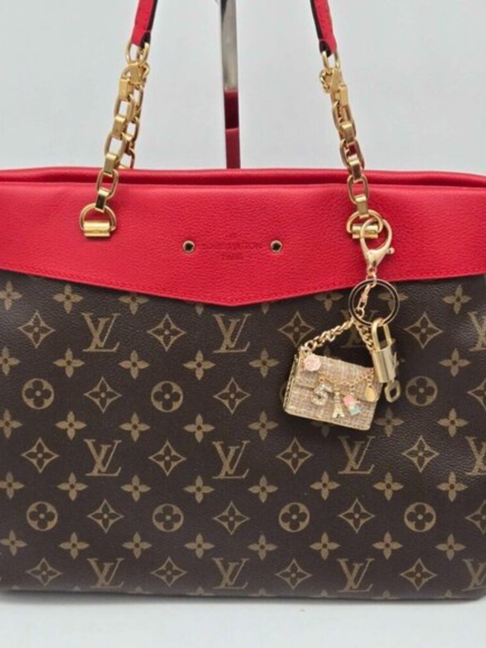 Authentic Louis Vuitton Padlock & Key Gold ✨Unbranded Tweed Bag Charm Keychain - Picture 4 of 10